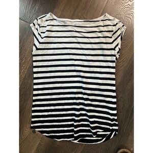 Liz Claiborne Petite Striped T-Shirt‎ Button Detail Top PXS